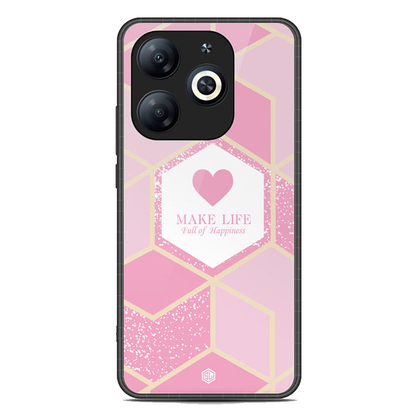 Happiness Series Soft Phone Case - Premium Glass Case - Design 3 - Tecno Pop 8