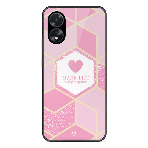 Happiness Series Soft Phone Case - Premium Glass Case - Design 3 - Oppo A18