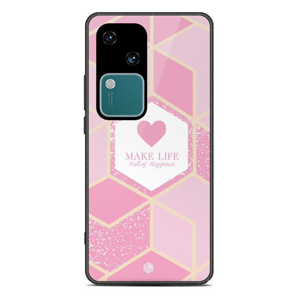 Happiness Series Soft Phone Case - Premium Glass Case - Design 3 - Vivo V30