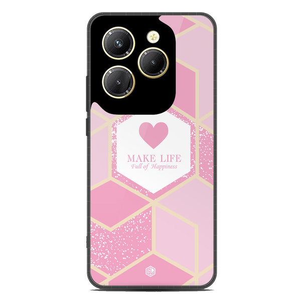 Happiness Series Soft Phone Case - Premium Glass Case - Design 3 - Infinix Hot 40 Pro