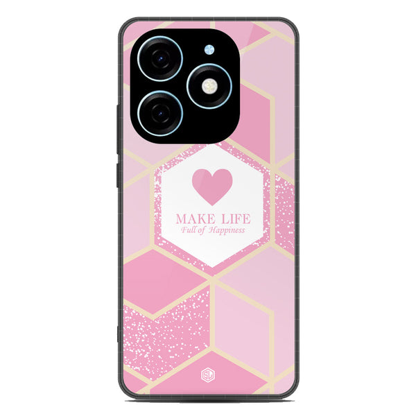 Happiness Series Soft Phone Case - Premium Glass Case - Design 3 - Tecno Spark 20