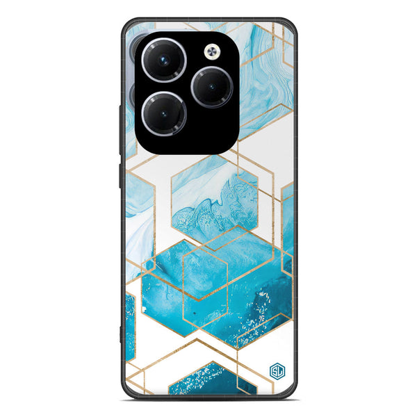 Stylish Marble Series Soft Phone Case - Premium Glass Case - Design 1 - Infinix Hot 40 Pro