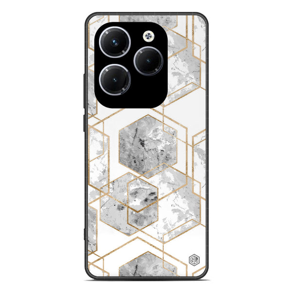 Stylish Marble Series Soft Phone Case - Premium Glass Case - Design 2 - Infinix Hot 40 Pro