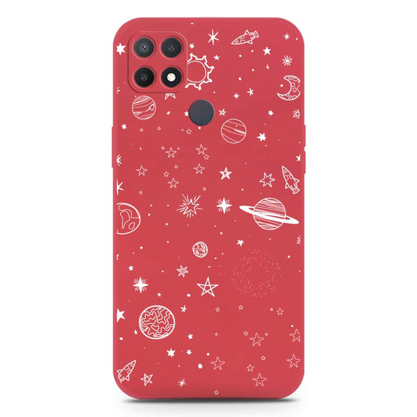 Stardust Dreams Design Soft Phone Case - Silica Gel Case - Dark Red - Oppo A15s
