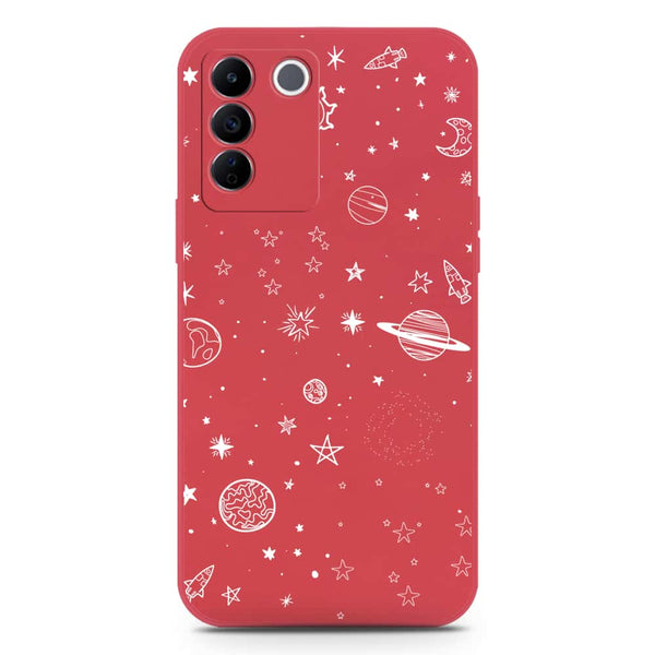 Stardust Dreams Design Soft Phone Case - Silica Gel Case - Dark Red - Vivo S16e