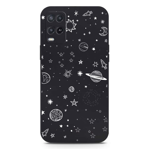 Stardust Dreams Design Soft Phone Case - Silica Gel Case - Black - Oppo A55 5G