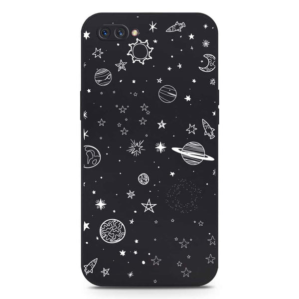 Stardust Dreams Design Soft Phone Case - Silica Gel Case - Black - Oppo A5