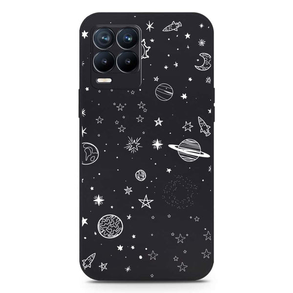 Stardust Dreams Design Soft Phone Case - Silica Gel Case - Black - Realme 8 Pro