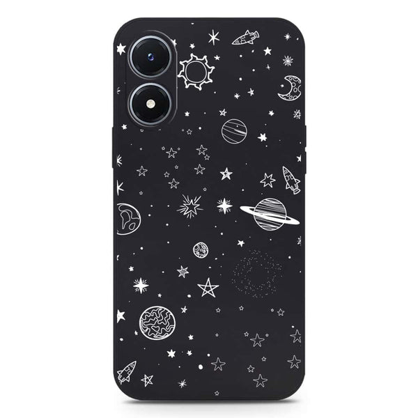 Stardust Dreams Design Soft Phone Case - Silica Gel Case - Black - Vivo Y02s