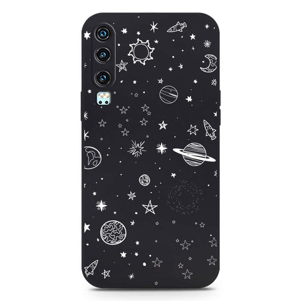 Stardust Dreams Design Soft Phone Case - Silica Gel Case - Black - Huawei P30