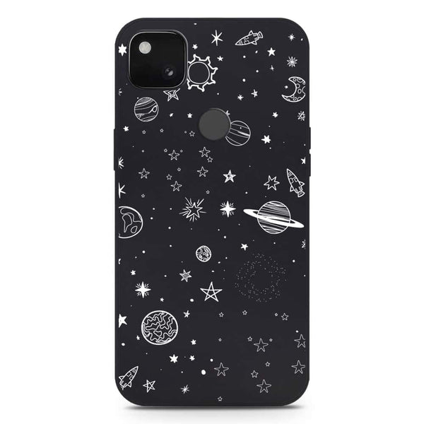 Stardust Dreams Design Soft Phone Case - Silica Gel Case - Black - Google Pixel 4a 4G