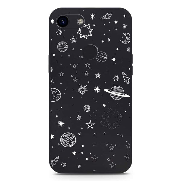 Stardust Dreams Design Soft Phone Case - Silica Gel Case - Black - Google Pixel 3a