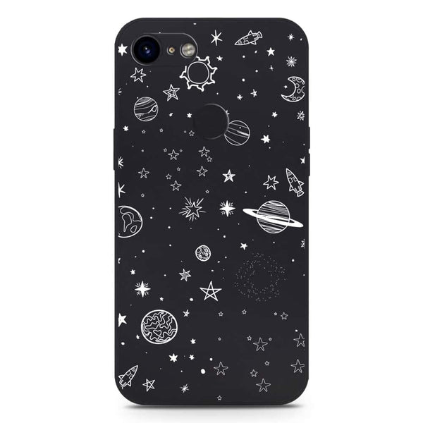 Stardust Dreams Design Soft Phone Case - Silica Gel Case - Black - Google Pixel 3