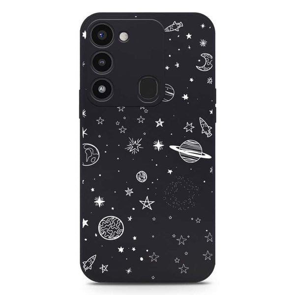 Stardust Dreams Design Soft Phone Case - Silica Gel Case - Black - Tecno Spark 9