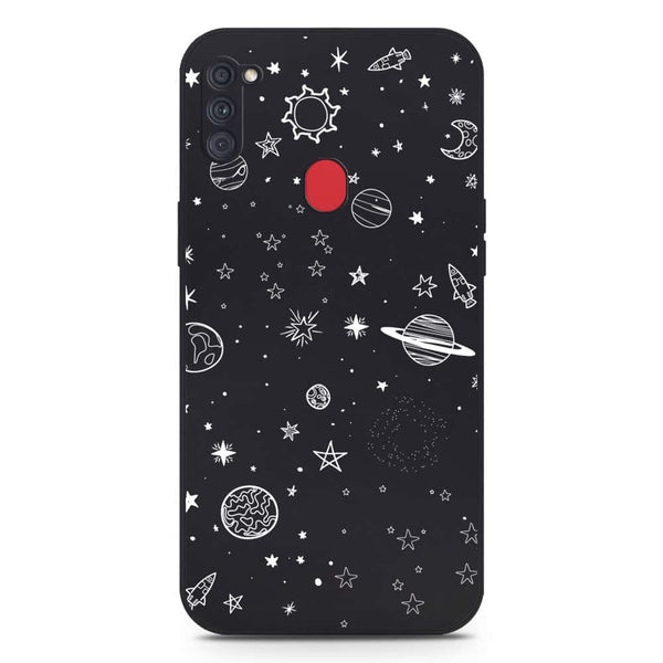 Stardust Dreams Design Soft Phone Case - Silica Gel Case - Black - Samsung Galaxy A11