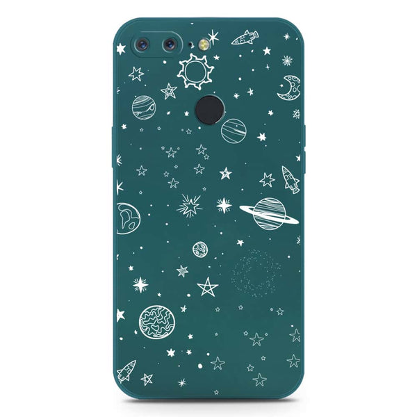 Stardust Dreams Design Soft Phone Case - Silica Gel Case - Darkgreen - OnePlus 5T