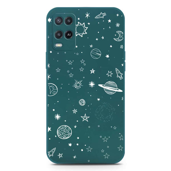 Stardust Dreams Design Soft Phone Case - Silica Gel Case - Darkgreen - Oppo A55 5G