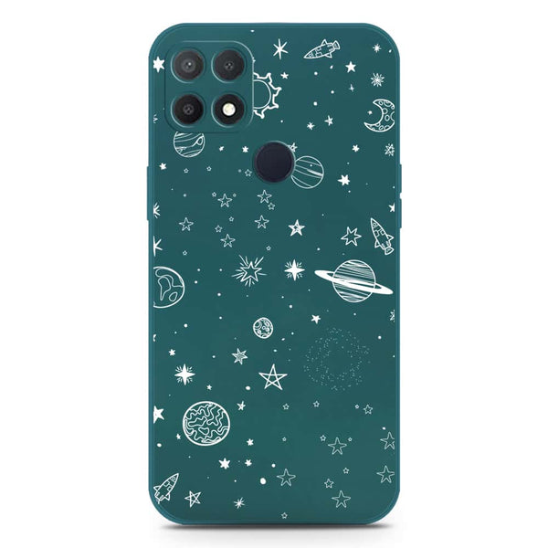 Stardust Dreams Design Soft Phone Case - Silica Gel Case - Darkgreen - Oppo A15