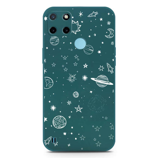 Stardust Dreams Design Soft Phone Case - Silica Gel Case - Darkgreen - Realme C25Y