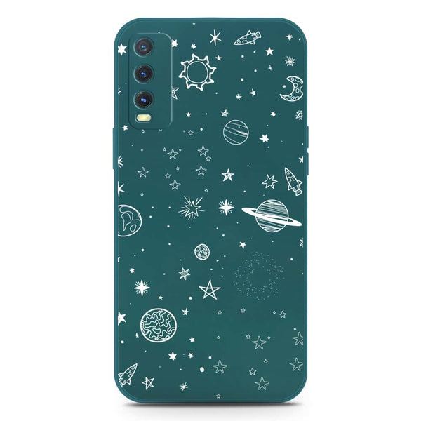 Stardust Dreams Design Soft Phone Case - Silica Gel Case - Darkgreen - Vivo Y12s