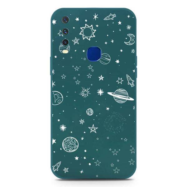 Stardust Dreams Design Soft Phone Case - Silica Gel Case - Darkgreen - Vivo Y12