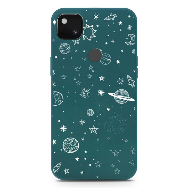 Stardust Dreams Design Soft Phone Case - Silica Gel Case - Darkgreen - Google Pixel 4a 4G