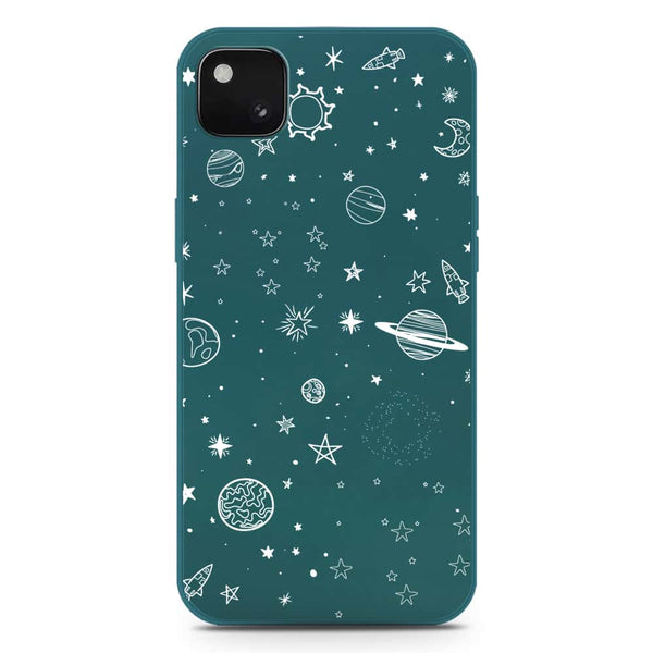 Stardust Dreams Design Soft Phone Case - Silica Gel Case - Darkgreen - Google Pixel 4