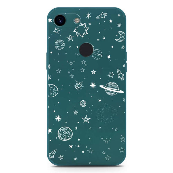 Stardust Dreams Design Soft Phone Case - Silica Gel Case - Darkgreen - Google Pixel 3a XL