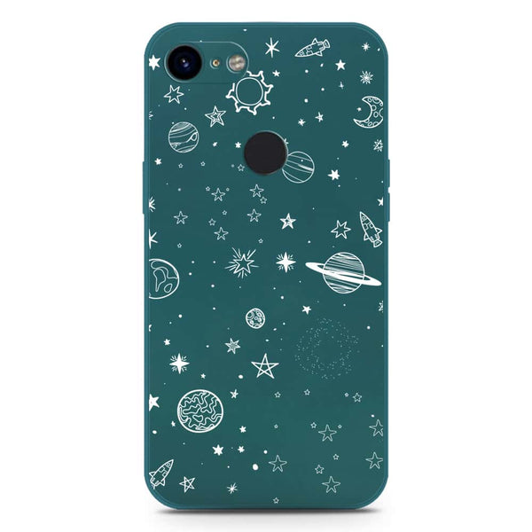 Stardust Dreams Design Soft Phone Case - Silica Gel Case - Darkgreen - Google Pixel 3 XL