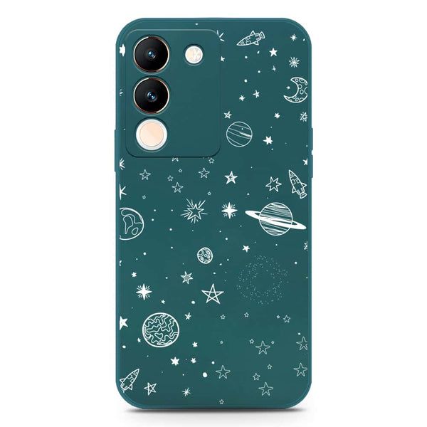Stardust Dreams Design Soft Phone Case - Silica Gel Case - Darkgreen - Vivo V29e