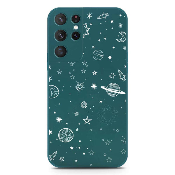 Stardust Dreams Design Soft Phone Case - Silica Gel Case - Darkgreen - Samsung Galaxy S21 Ultra 5G