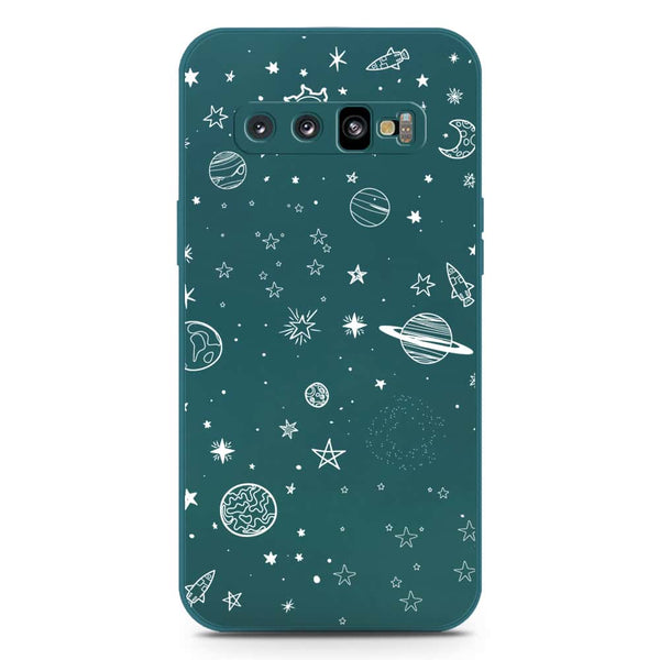 Stardust Dreams Design Soft Phone Case - Silica Gel Case - Darkgreen - Samsung Galaxy S10 Plus