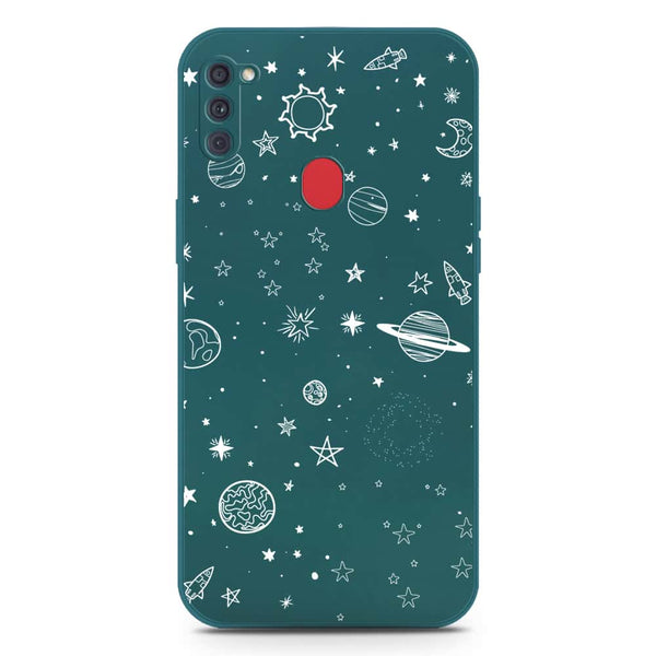 Stardust Dreams Design Soft Phone Case - Silica Gel Case - Darkgreen - Samsung Galaxy M11