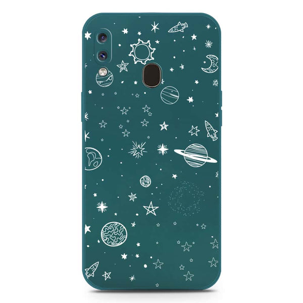 Stardust Dreams Design Soft Phone Case - Silica Gel Case - Darkgreen - Samsung Galaxy A20