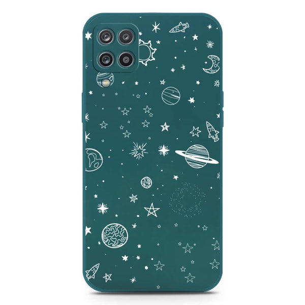 Stardust Dreams Design Soft Phone Case - Silica Gel Case - Darkgreen - Samsung Galaxy A12