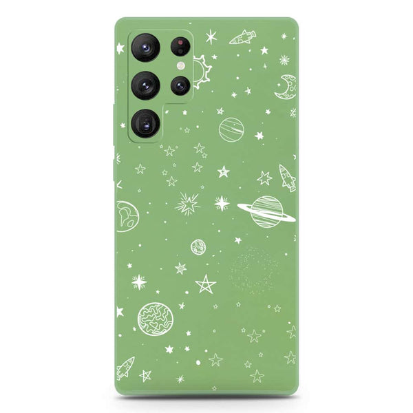 Stardust Dreams Design Soft Phone Case - Silica Gel Case - LightGreen - Samsung Galaxy S22 Ultra 5G
