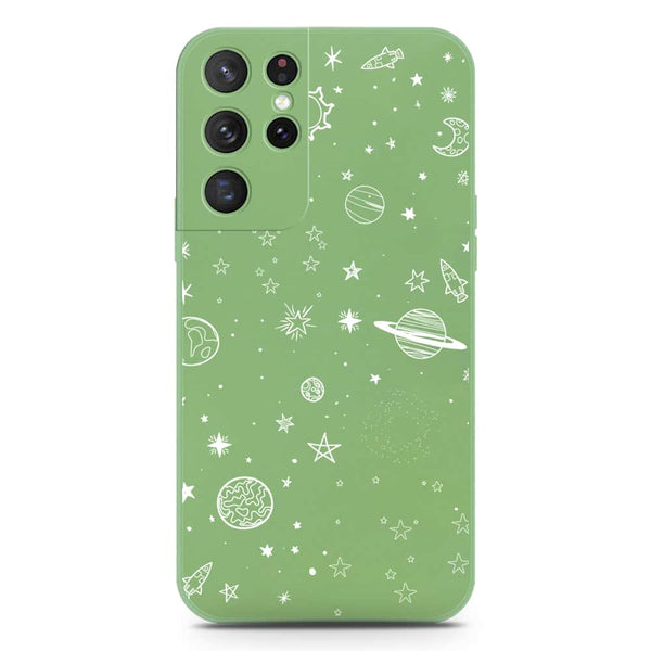 Stardust Dreams Design Soft Phone Case - Silica Gel Case - LightGreen - Samsung Galaxy S21 Ultra 5G