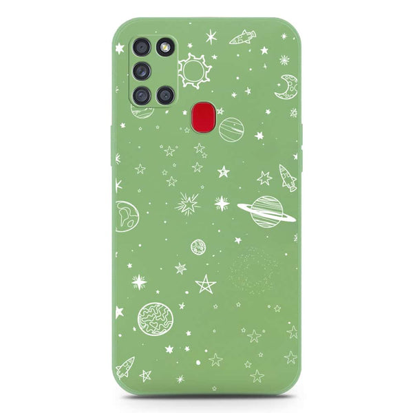 Stardust Dreams Design Soft Phone Case - Silica Gel Case - LightGreen - Samsung Galaxy A21s