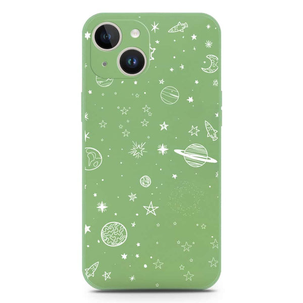 Stardust Dreams Design Soft Phone Case - Silica Gel Case - LightGreen - iPhone 14