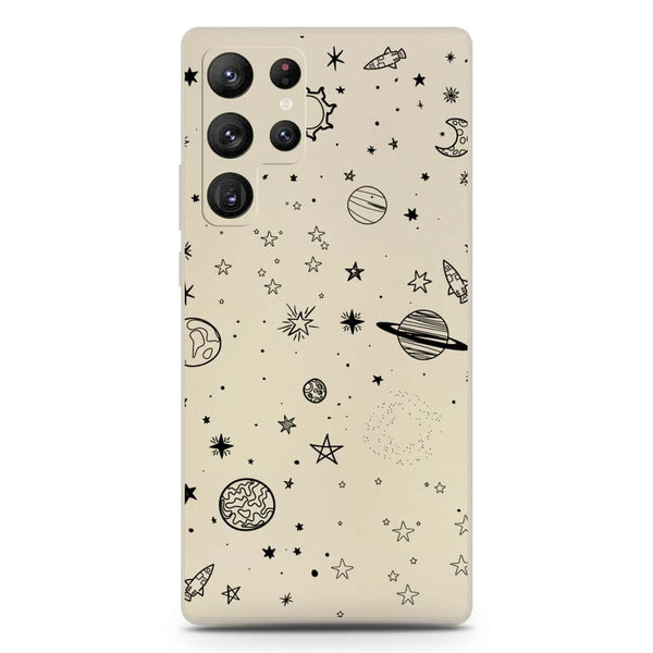 Stardust Dreams Design Soft Phone Case - Silica Gel Case - Offwhite - Samsung Galaxy S22 Ultra 5G