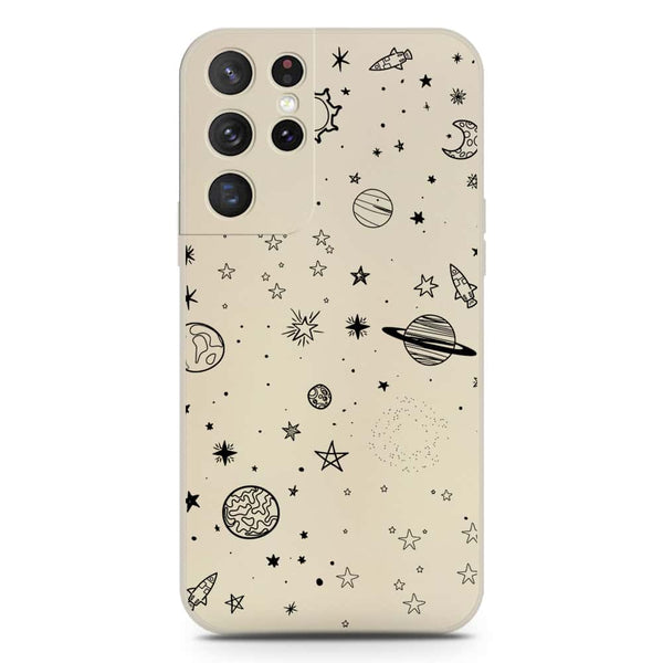 Stardust Dreams Design Soft Phone Case - Silica Gel Case - Offwhite - Samsung Galaxy S21 Ultra 5G
