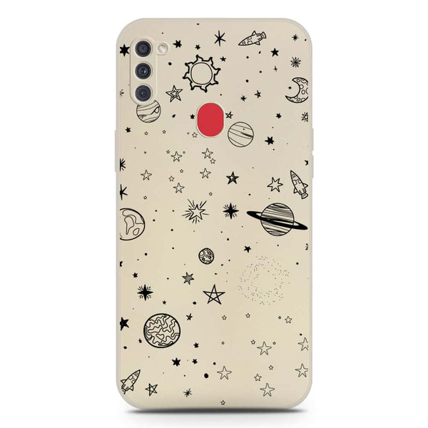 Stardust Dreams Design Soft Phone Case - Silica Gel Case - Offwhite - Samsung Galaxy M11