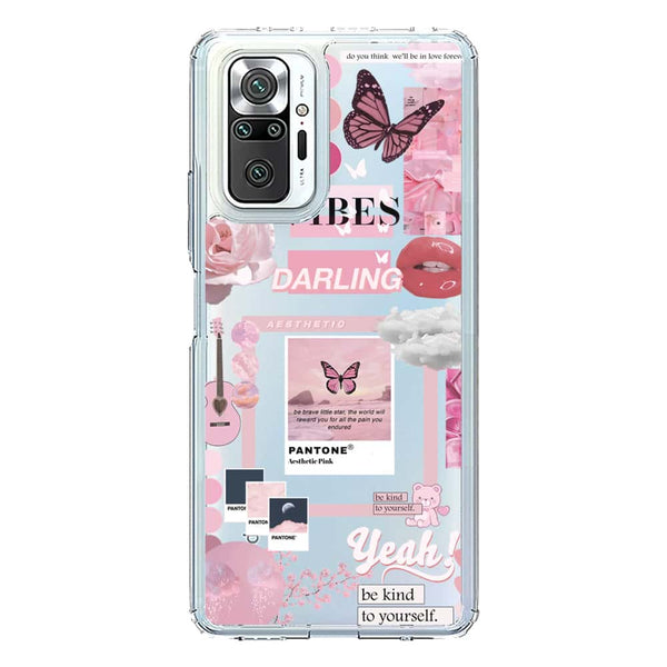 Pink Aesthetic Design Soft Phone Case - Crystal Clear Case - Xiaomi Redmi Note 10 4G