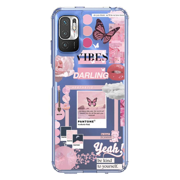 Pink Aesthetic Design Soft Phone Case - Crystal Clear Case - Xiaomi Redmi Note 10 5G