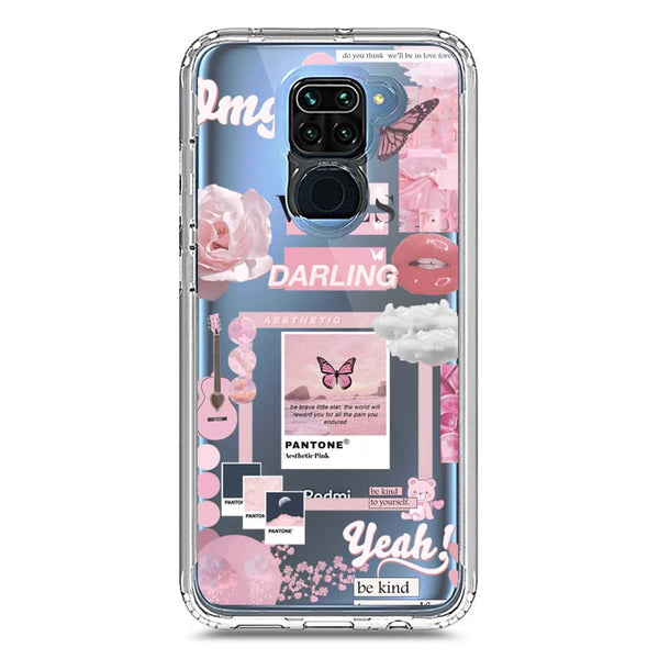 Pink Aesthetic Design Soft Phone Case - Crystal Clear Case - Xiaomi Redmi Note 9