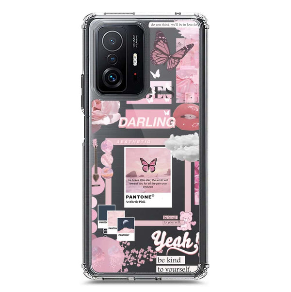 Pink Aesthetic Design Soft Phone Case - Crystal Clear Case - Xiaomi 11T Pro