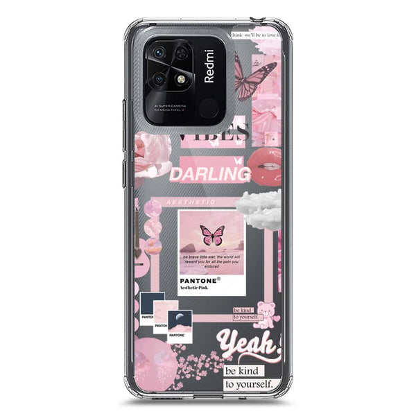 Pink Aesthetic Design Soft Phone Case - Crystal Clear Case - Xiaomi Redmi 10C