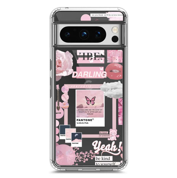 Pink Aesthetic Design Soft Phone Case - Crystal Clear Case - Google Pixel 8 Pro