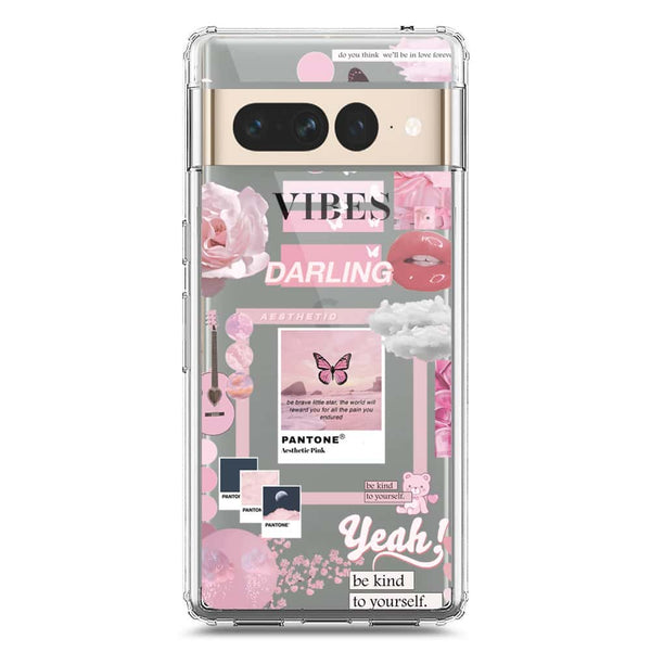 Pink Aesthetic Design Soft Phone Case - Crystal Clear Case - Google Pixel 7 Pro