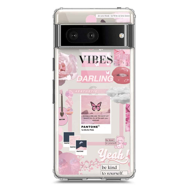 Pink Aesthetic Design Soft Phone Case - Crystal Clear Case - Google Pixel 7